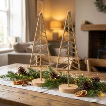 Product Christmas tree decoration stand metal wood natural H39cm 2pcs