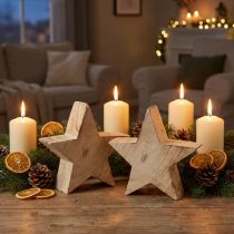 Product Rustic decorative star made of Paulownia wood – Natural design, Ø 15 cm, 6 cm thick – Versatile wooden decoration – 2 pieces