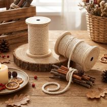 Product Cotton cord decorative cord cream Ø5mm wooden spool with 7m each 2pcs