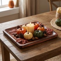 Product Rectangular Wooden Decorative Tray Dark Brown Finish 30×25cm