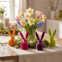 Product Small Sitting Easter Bunnies, Colorfully Flocked, 13cm, 8 Pieces