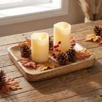 Product Mango Wood Decorative Tray with Floral Pattern 20×15.5cm