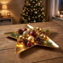 Product Christmas plate star decoration plate gold plastic Ø31cm