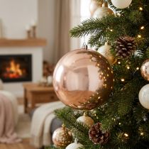 Product Christmas Tree Bauble Rose gold Shatter-proof plastic Ø14cm