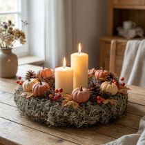 Product Natural Moss Wreath Grey Ø30cm - Decorative Wreath for Table and Door Décor, Autumn & Christmas Decoration