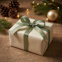 Product Gift ribbon herringbone pattern green gold 15mm 20m