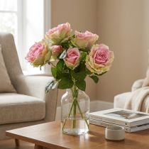 Product Artificial rose bush green, pink 55cm