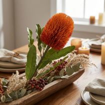 Product Artificial Flower Banksia Orange Autumn Decoration Funeral Flowers 64cm