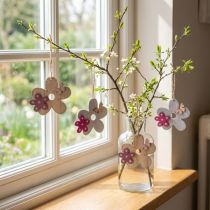 Product Wall decoration wooden flower butterfly white pink 10×9cm 8 pcs