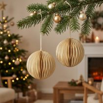 Product Honeycomb balls honeycomb balls Christmas cream gold Ø8cm 4pcs