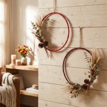 Product Decorative ring jute decoration loop red dark red Ø30cm 4pcs