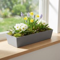 Product Versatile Rectangular Grey Planter Bowl – 37cm Durable Plastic for Indoor and Outdoor Use