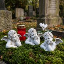 Product Decorative angel figure polyresin grave decoration grey white H6cm 3 pcs