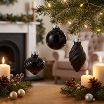 Product Mini Christmas tree balls glass onion black Ø3cm 9 pcs