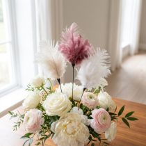 Product Decorative Feather Sticks in White, Cream, and Pink – Set of 3