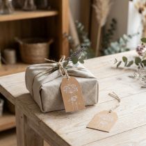 Product Gift Tags Paper Brown Flowers 8×5cm 24 pcs