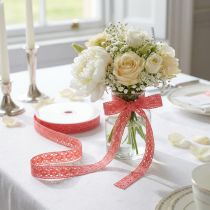 Product Lace ribbon gift ribbon pink coral 18mm 20m