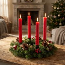 Product Red Solid-Coloured Taper Candles 34mm x 240mm - Set of 4