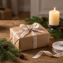 Product Christmas ribbon with reindeer white cream sturdy edge 15mm 18m