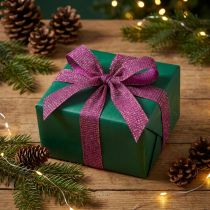 Product Christmas ribbon with gold threads gift ribbon Erika 25mm 20m