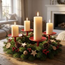 Product Candle holder for sticking red Ø9cm 4 pcs