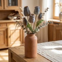 Product Artificial poppy seed pods yellow, brown H70cm