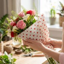 Product Crepe paper with hearts Florist's crepe Mothers Day red, white 50 × 250cm