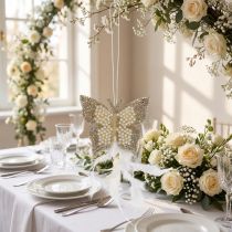 Product Felt butterfly to hang cream wedding decoration 16cm