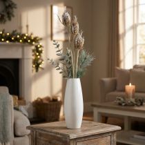 Product Thistle branch artificially iced brown card thistle with 3 heads 90cm