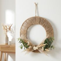Product Flower Hoop Hanging decor jute and Metall Boho style Ø39.5cm