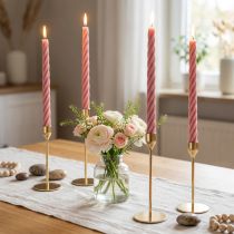 Product Rustic Candles Taper Candles Solid Colored Pink 350/28mm 4 Pcs