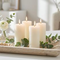 Product Rustic pillar candles, solid-colored, off-white RAL, 60/110mm, set of 4