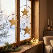 Product Christmas decoration star pendant gold black 12.5cm 3pcs