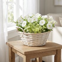 Product Basket with handles, chipwood basket, plant basket, white, vintage, decorative, Ø35cm