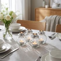 Product Tealight holder candlestick glass metal silver Ø10.5cm 4pcs