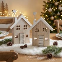 Product Wooden House Decorative House Table Stand Wood 20cm 2 Pcs
