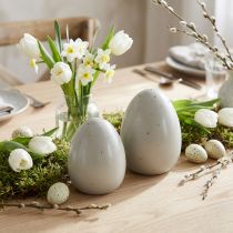 Product Ceramic Easter eggs decoration grey gold dotted Ø8cm H11cm 2pcs