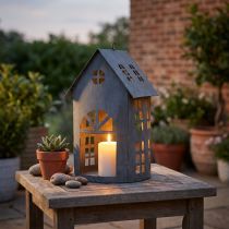 Product Birdhouse antique grey metal 30x15 cm