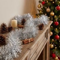Product Sparkling silver tinsel garland 270cm – Perfect for festive decorations – Versatile