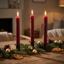 Product Taper Candles Solid Colored Dark Red 34mm x 240mm 4 Pcs