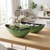 Product Modern green half-moon bowl made of plastic 39 cm – versatile for decoration – 2 pieces