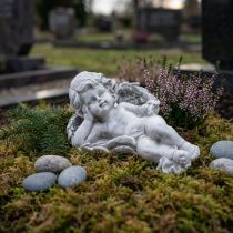 Product Angel lying decorative figure grave decoration grey polyresin 22cm