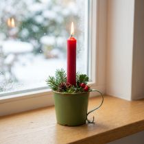 Product Candle holder vintage cup decoration metal green Ø11cm H11cm
