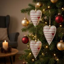 Product Felt hearts Christmas tree decorations beige hearts 8.5×12cm 6 pcs