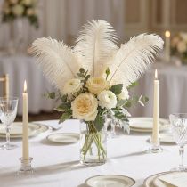 Product Exquisite cream-white decorative feather ostrich feather white 20-25cm 12 pieces