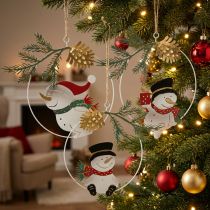 Product Christmas pendant snowman decoration ring metal Ø14cm 3pcs