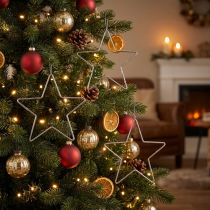 Product Decorative Star Christmas Decoration Silver Hanging Ø15cm Set of 6