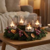 Product Tealight holder for sticking Vintage Ø7cm H7.5cm grey 4 pcs