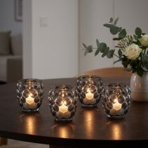 Product Lantern glass tealight holder grey tinted Ø9cm H9.5cm 4pcs