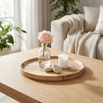Product Round Wooden Tray, Acacia Wood, Ø20cm, Natural Finish